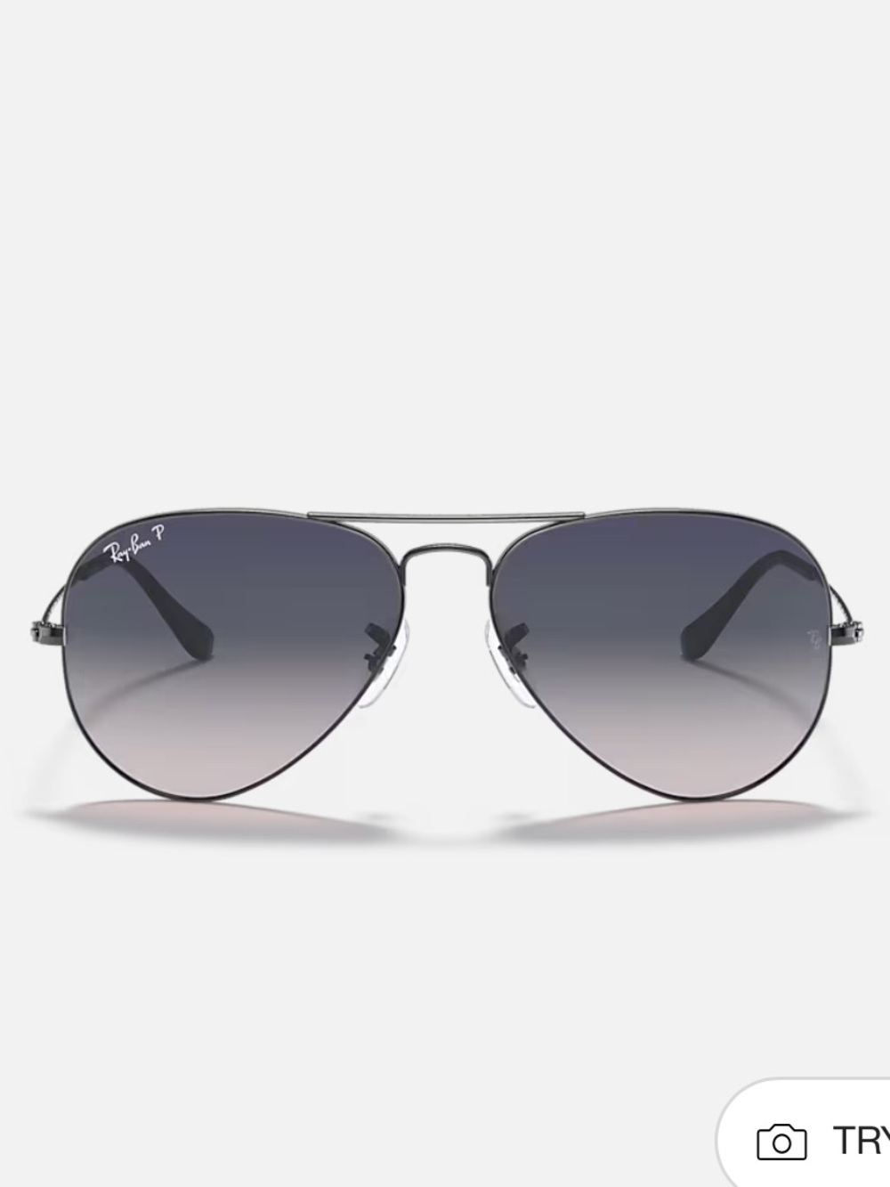 Ray-Ban Aviator Sunglasses gunmetal grey Frame, Gradient blue polarized Lenses